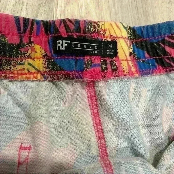 RF Brand Men’s 80s Inspired Retro Print Terry Drawstring Leisure Shorts Size M - Picture 2 of 7